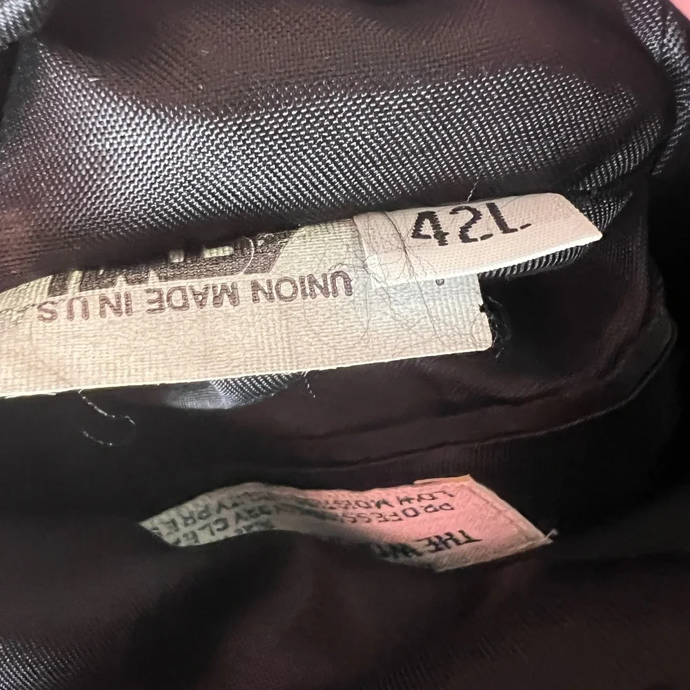 Austin Reed Mens 42L Double Breasted Blazer Black Pure Virgin Wool‎ Gold Button